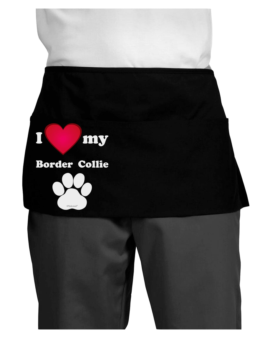 I Heart My Border Collie Dark Adult Mini Waist Apron, Server Apron by TooLoud-Bib Apron-TooLoud-Black-One-Size-Davson Sales