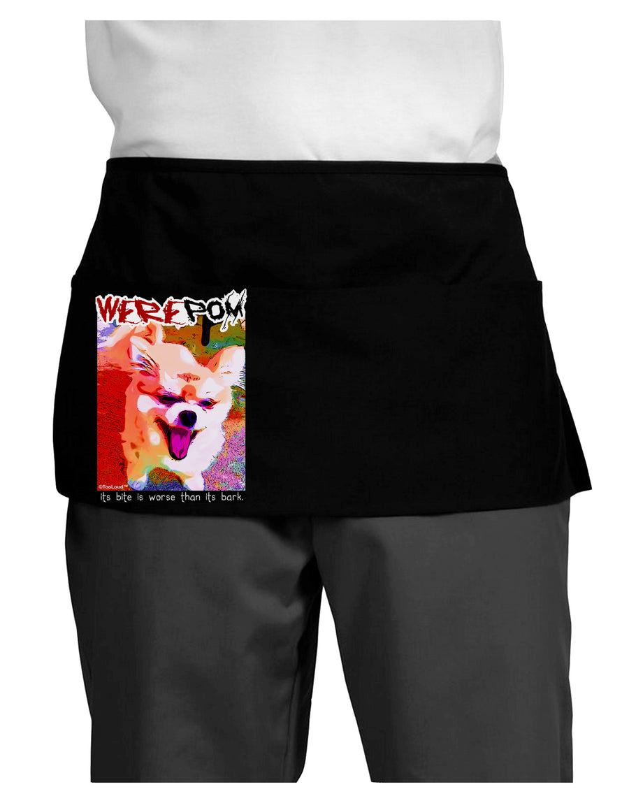 WerePom - Werewolf Pomeranian Dark Adult Mini Waist Apron, Server Apron by TooLoud-Mini Waist Apron-TooLoud-Black-One-Size-Davson Sales