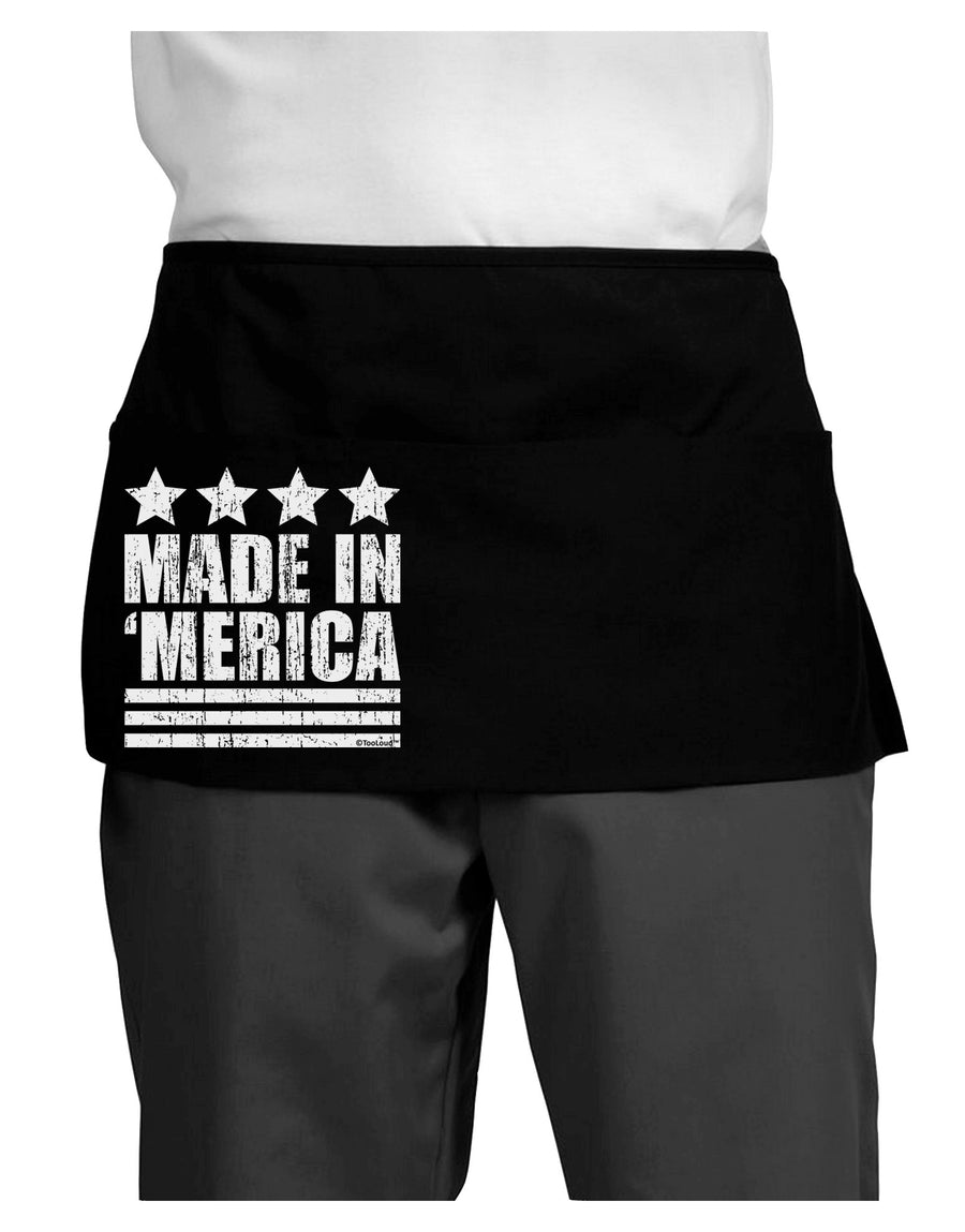 Made in Merica - Stars and Stripes Design Dark Adult Mini Waist Apron, Server Apron-Mini Waist Apron-TooLoud-Black-One-Size-Davson Sales