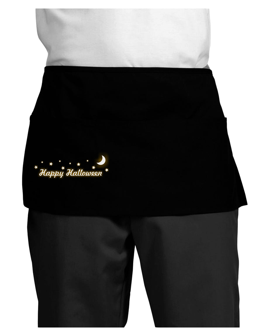 Happy Halloween Crescent Moon and Stars Dark Adult Mini Waist Apron, Server Apron-Mini Waist Apron-TooLoud-Black-One-Size-Davson Sales