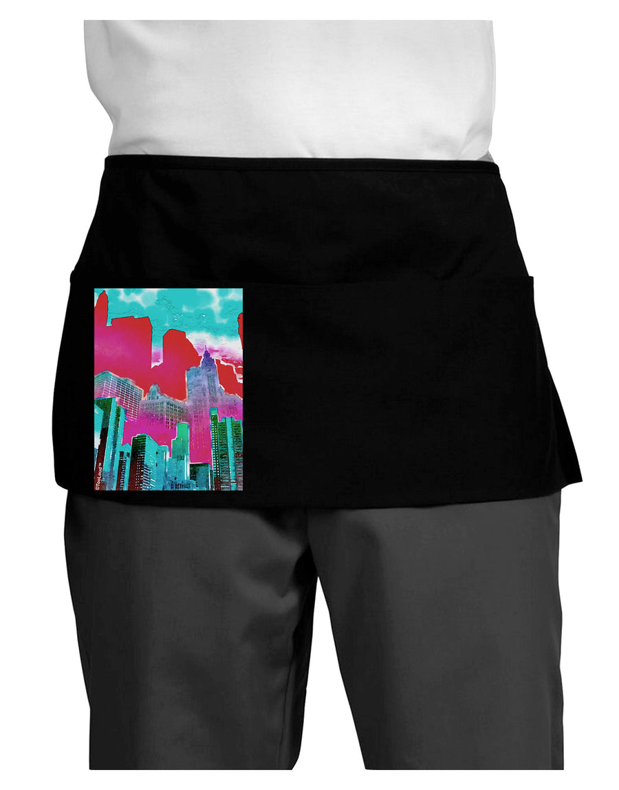 Chicago Abstract 2 Watercolor Dark Adult Mini Waist Apron, Server Apron-Mini Waist Apron-TooLoud-Black-One-Size-Davson Sales