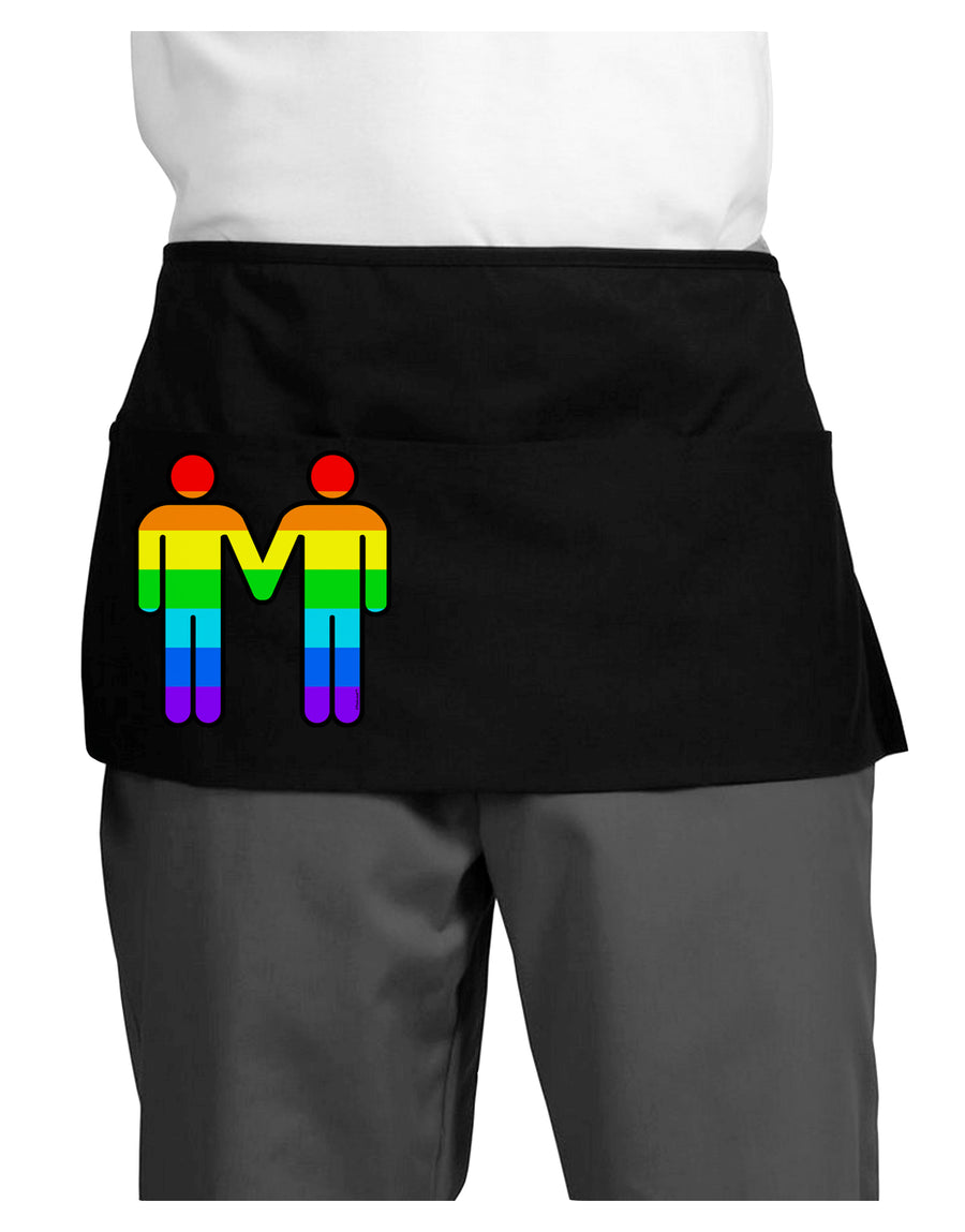 Rainbow Gay Men Holding Hands Dark Adult Mini Waist Apron, Server Apron-TooLoud-Black-One-Size-Davson Sales