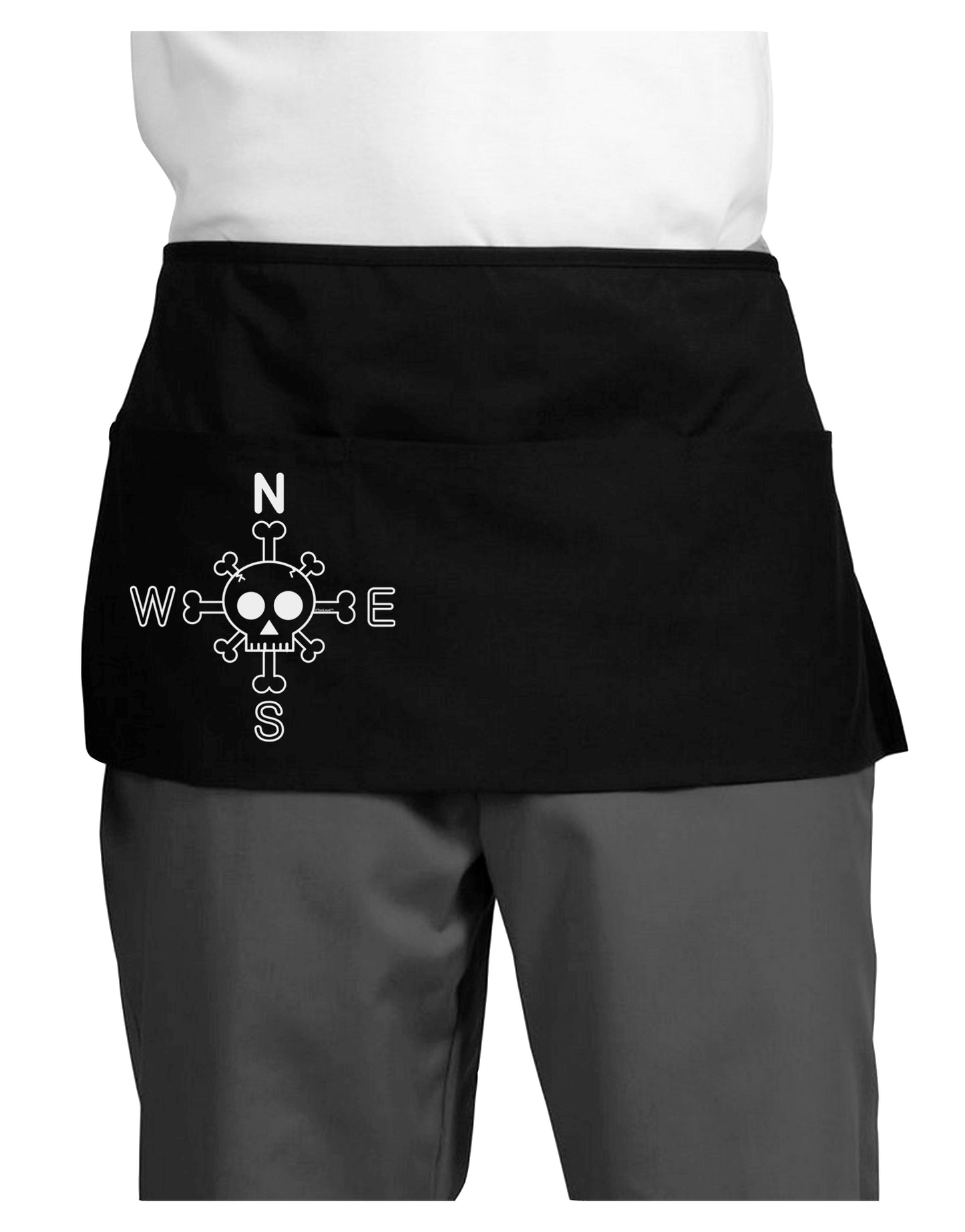 Compass Rose - Skull and Crossbones Dark Adult Mini Waist Apron, Server Apron-Mini Waist Apron-TooLoud-Black-One-Size-Davson Sales