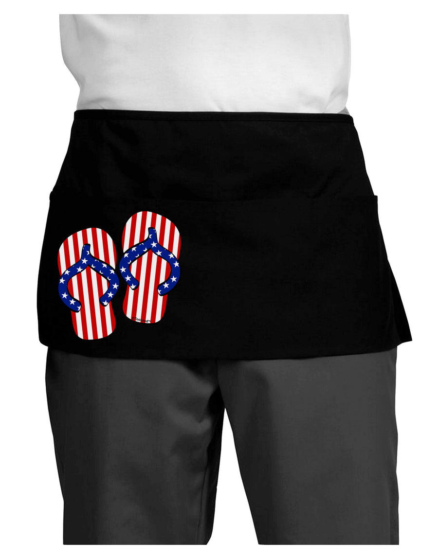 Stars and Stripes Flip Flops Dark Adult Mini Waist Apron, Server Apron-Mini Waist Apron-TooLoud-Black-One-Size-Davson Sales