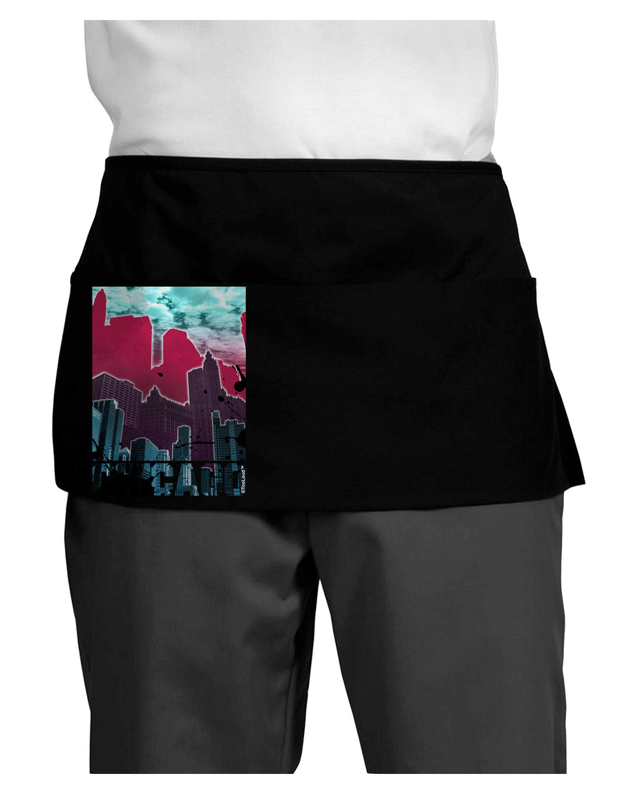 Chicago Abstract 2 Dark Adult Mini Waist Apron, Server Apron-Mini Waist Apron-TooLoud-Black-One-Size-Davson Sales