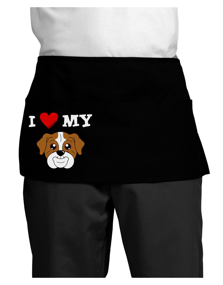 I Heart My - Cute Bulldog - Red Dark Adult Mini Waist Apron, Server Apron by TooLoud-Mini Waist Apron-TooLoud-Black-One-Size-Davson Sales