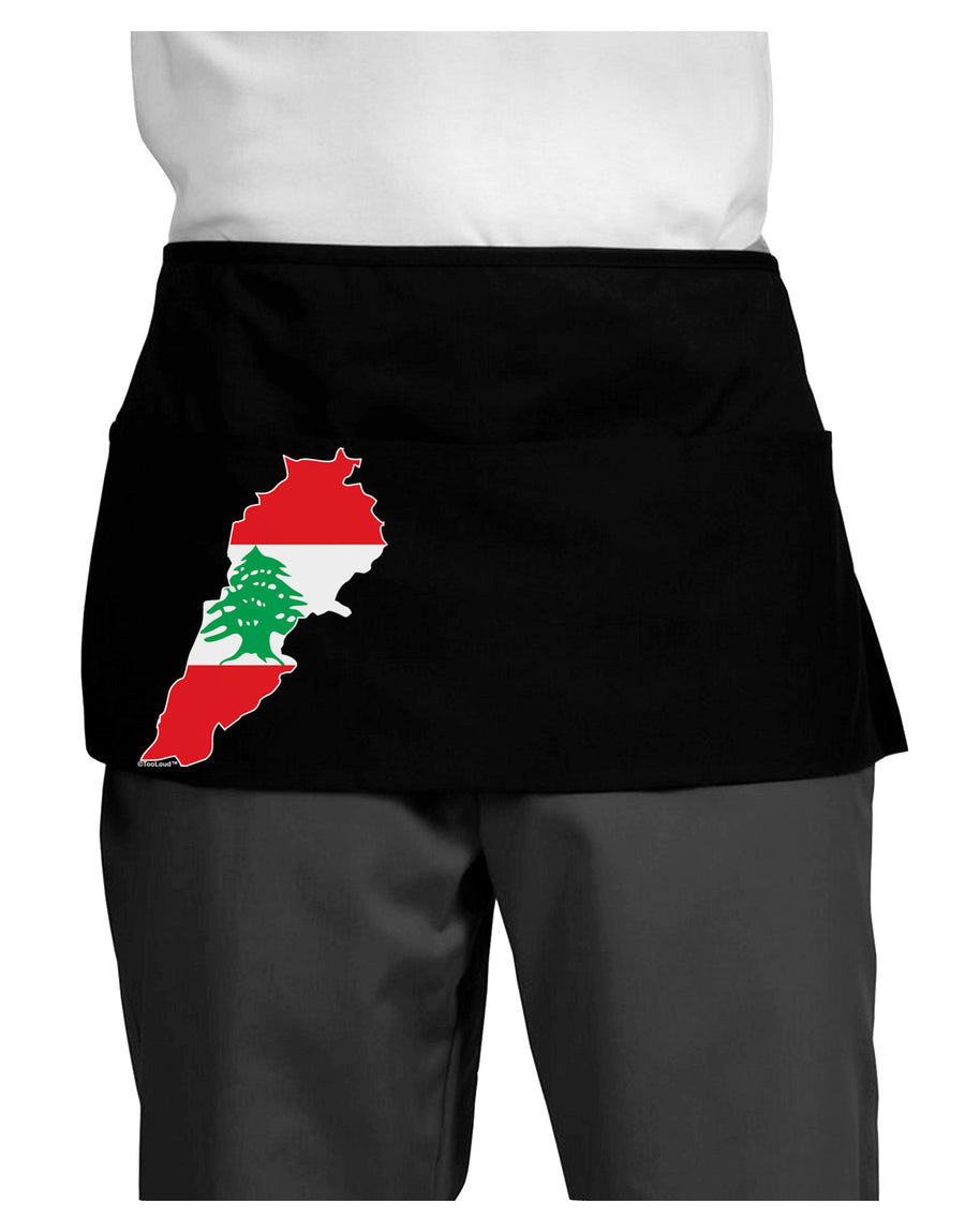 Lebanon Flag Silhouette Dark Adult Mini Waist Apron, Server Apron-Mini Waist Apron-TooLoud-Black-One-Size-Davson Sales