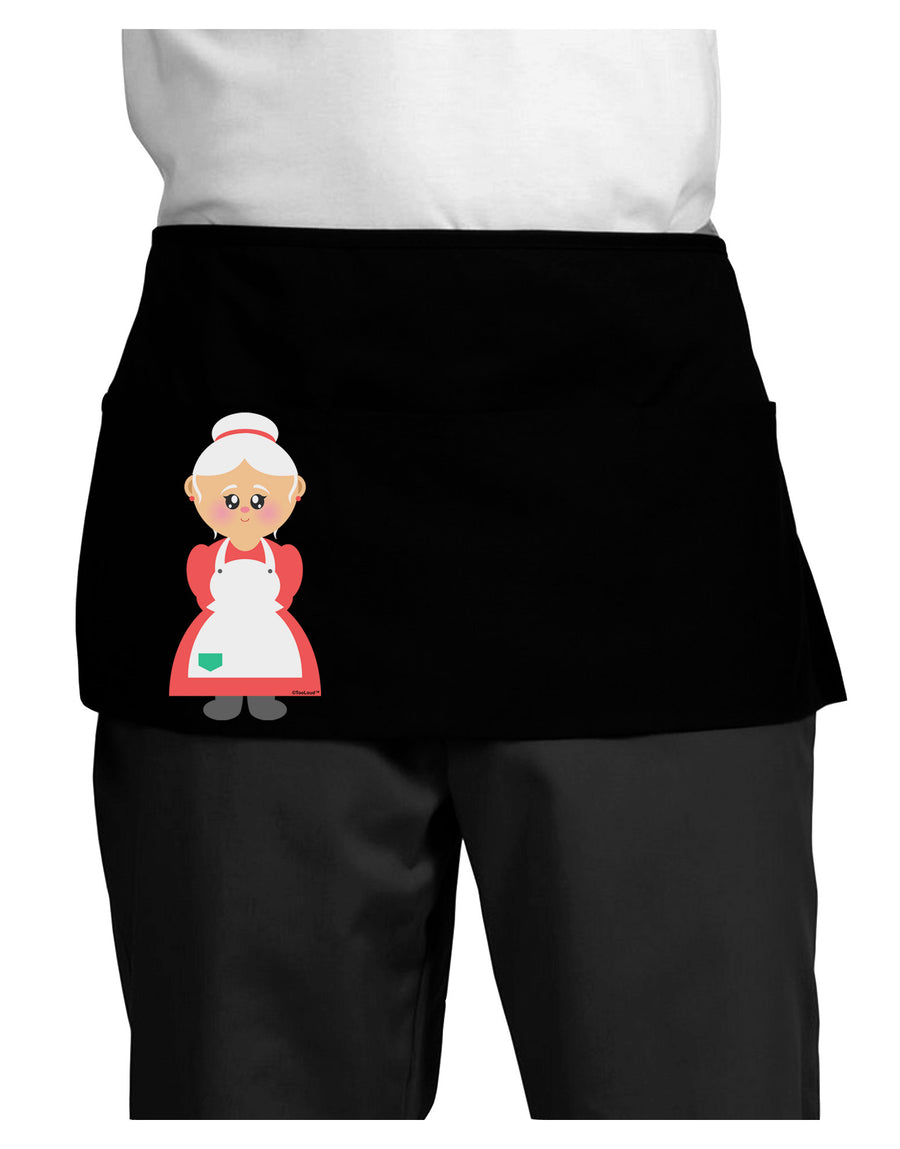 Cute Mrs Santa Claus Christmas Dark Adult Mini Waist Apron, Server Apron-Mini Waist Apron-TooLoud-Black-One-Size-Davson Sales