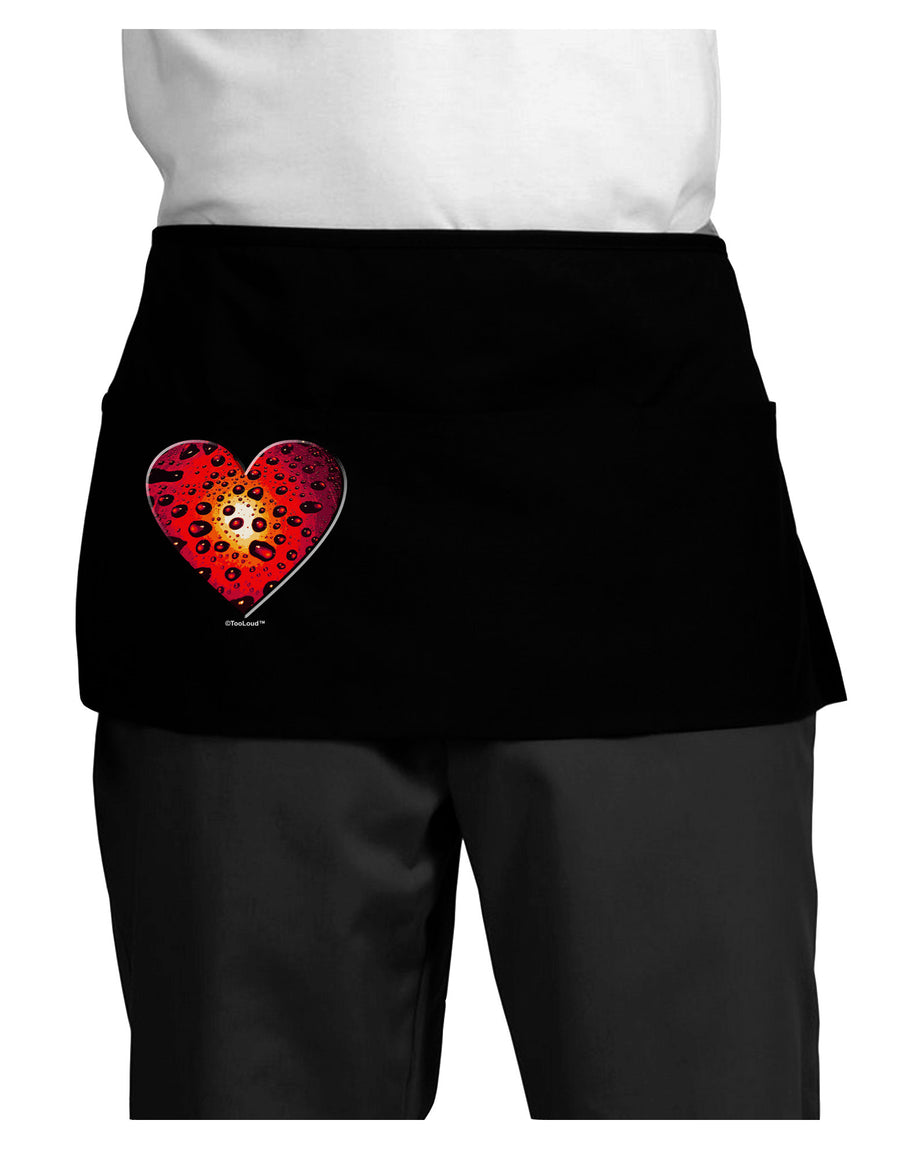 Water Droplet Heart Red Dark Adult Mini Waist Apron, Server Apron by TooLoud-Mini Waist Apron-TooLoud-Black-One-Size-Davson Sales