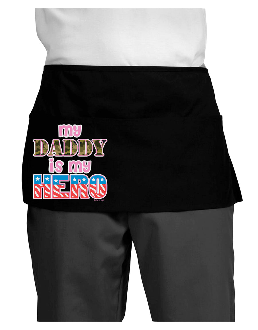 My Daddy is My Hero - Armed Forces - Pink Dark Adult Mini Waist Apron, Server Apron by TooLoud-Mini Waist Apron-TooLoud-Black-One-Size-Davson Sales