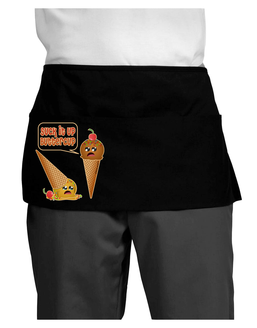 Suck It Up Buttercup Icecream Dark Adult Mini Waist Apron, Server Apron-Mini Waist Apron-TooLoud-Black-One-Size-Davson Sales