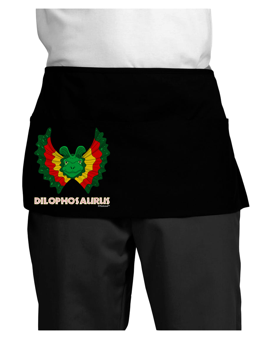 Dilophosaurus Design - Color - Text Dark Adult Mini Waist Apron, Server Apron by TooLoud-Mini Waist Apron-TooLoud-Black-One-Size-Davson Sales