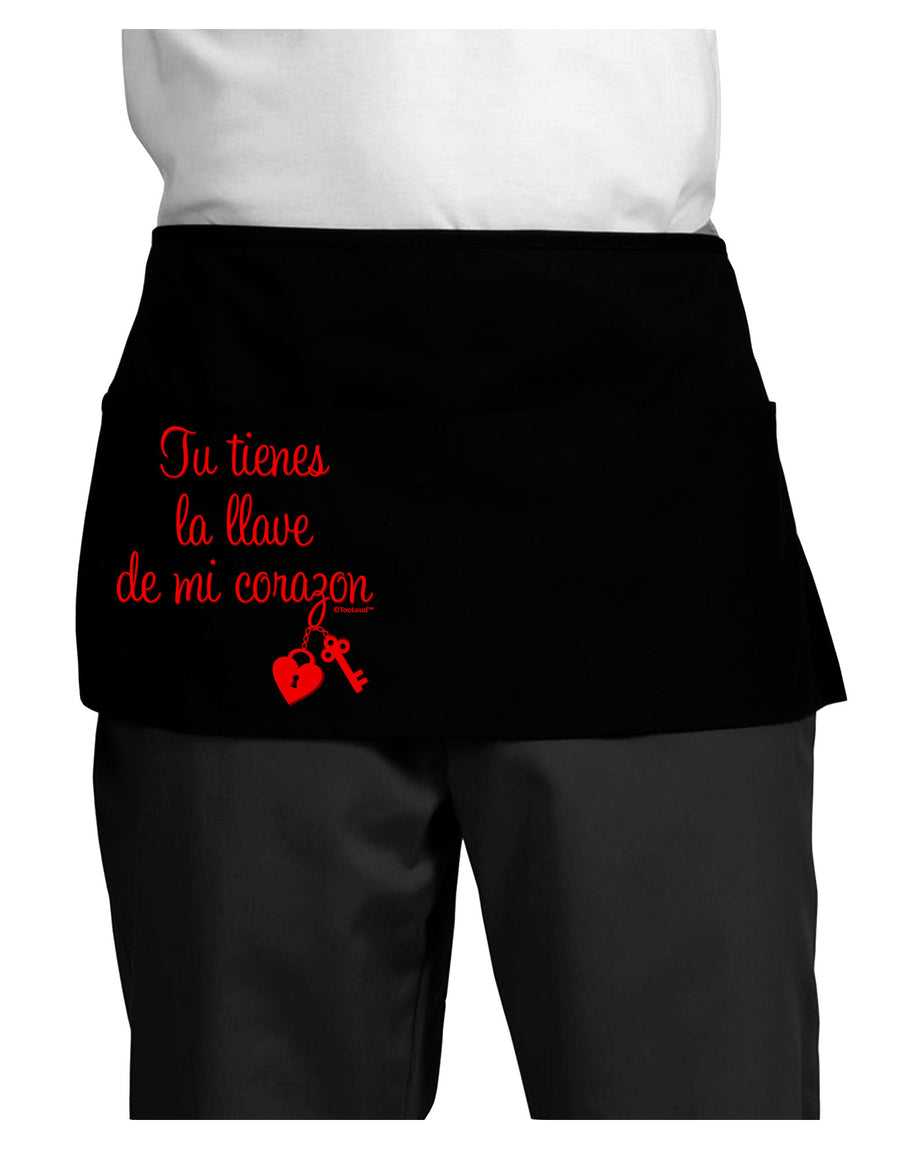 Tu Tienes La Llave De Mi Corazon Dark Adult Mini Waist Apron, Server Apron by TooLoud-Mini Waist Apron-TooLoud-Black-One-Size-Davson Sales