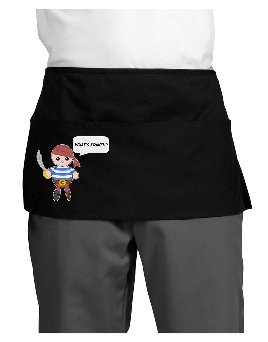 What's Kraken - Petey the Pirate Dark Adult Mini Waist Apron, Server Apron-Mini Waist Apron-TooLoud-Black-One-Size-Davson Sales