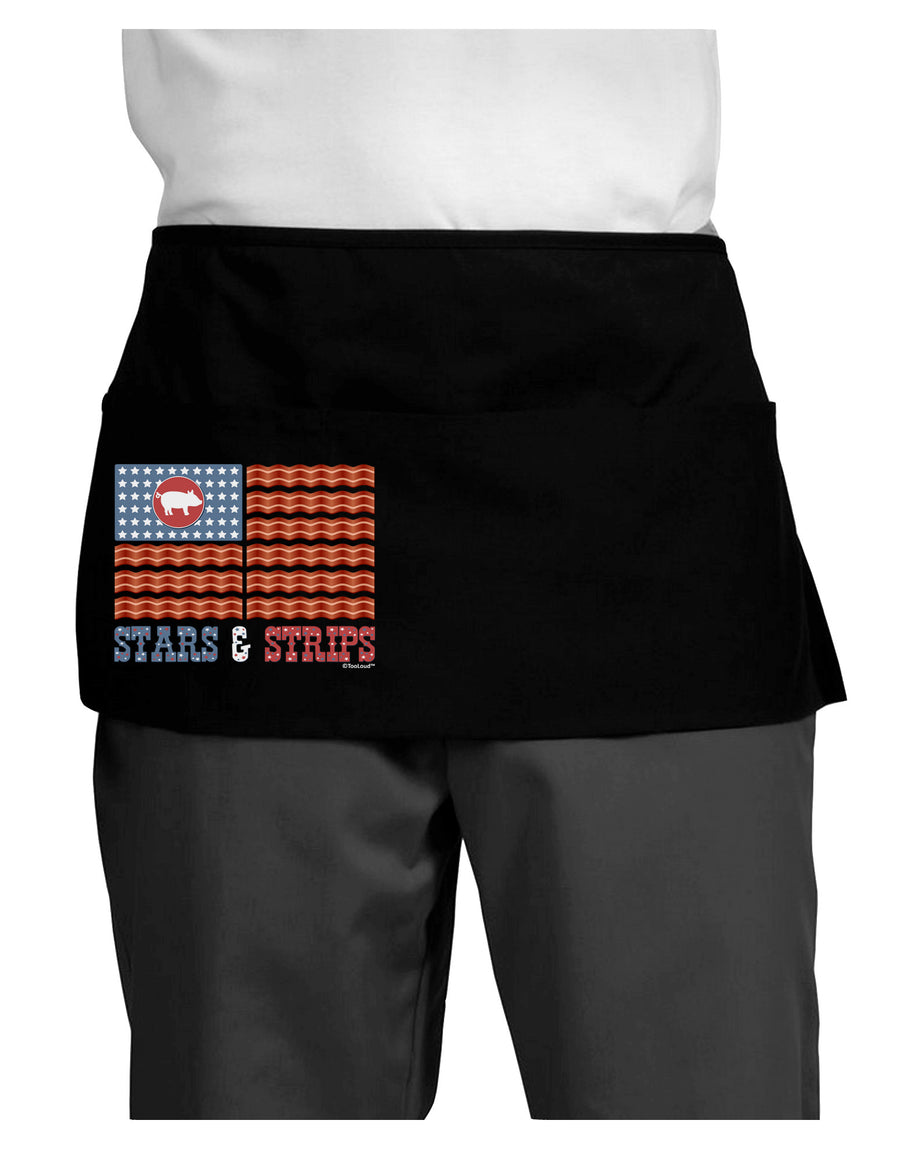 American Bacon Flag - Stars and Strips Dark Adult Mini Waist Apron, Server Apron-Mini Waist Apron-TooLoud-Black-One-Size-Davson Sales