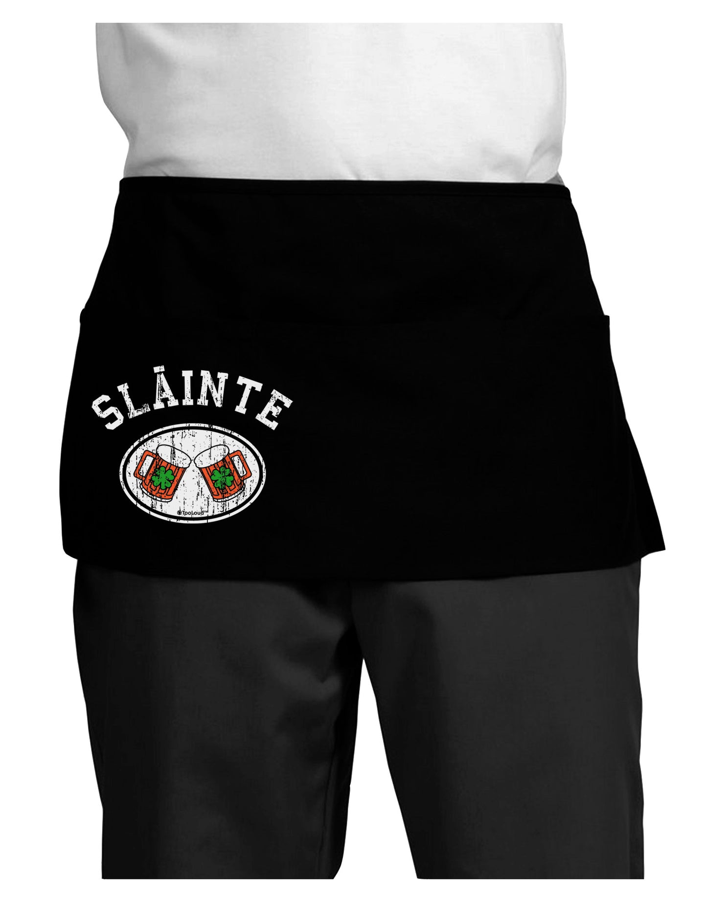 Slainte - St. Patrick's Day Irish Cheers Dark Adult Mini Waist Apron, Server Apron by TooLoud-Mini Waist Apron-TooLoud-Black-One-Size-Davson Sales