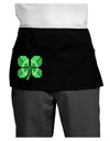 Pixel Four Leaf Clover Dark Adult Mini Waist Apron, Server Apron-Mini Waist Apron-TooLoud-Black-One-Size-Davson Sales