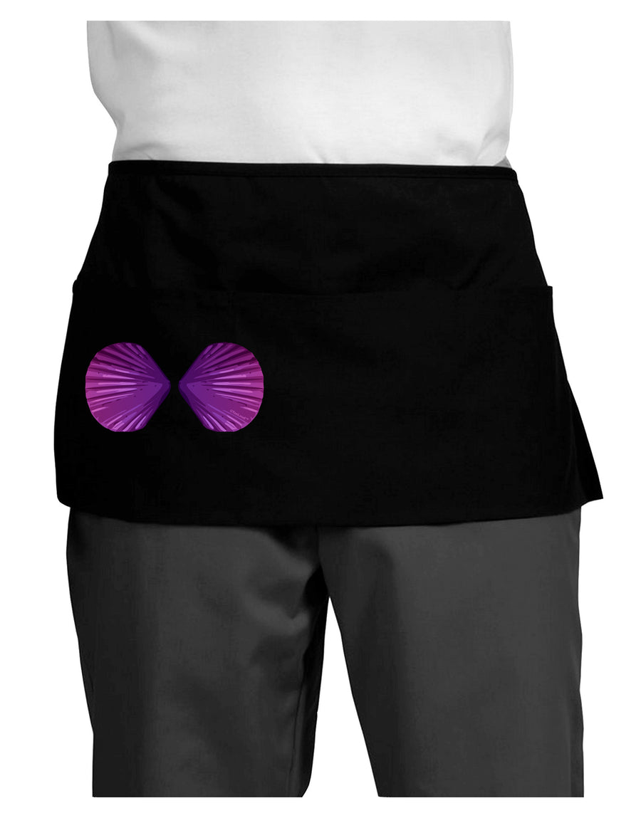 Mermaid Shell Bra Purple Dark Adult Mini Waist Apron, Server Apron by TooLoud-Mini Waist Apron-TooLoud-Black-One-Size-Davson Sales