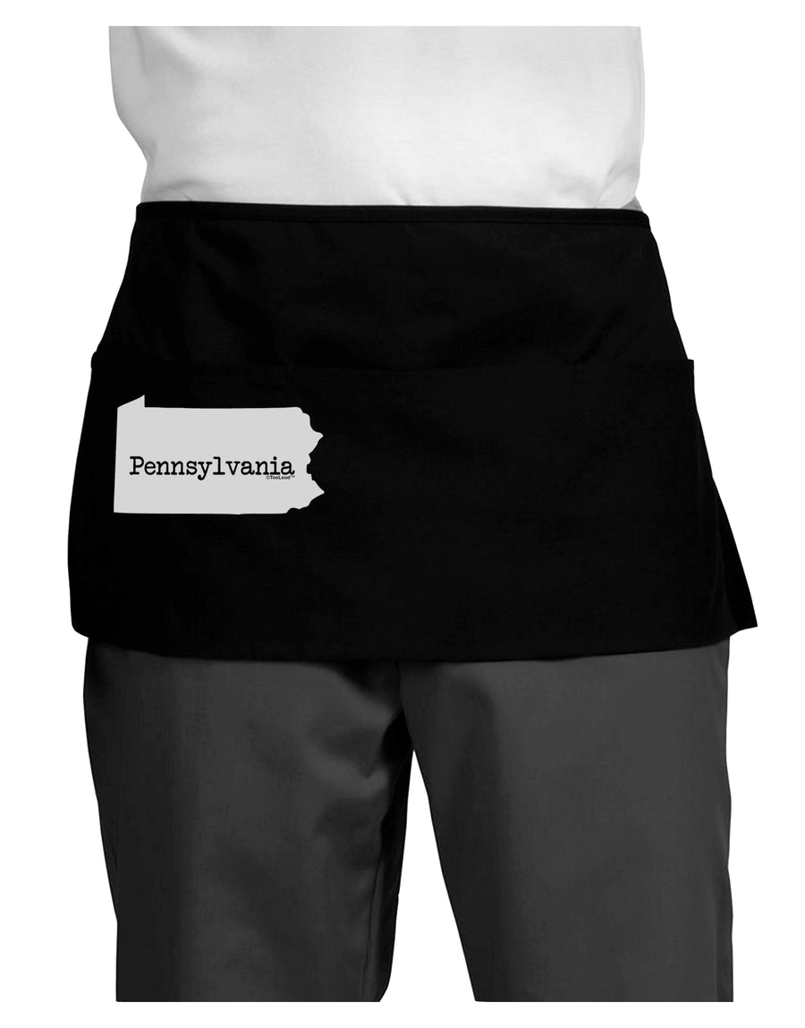 Pennsylvania - United States Shape Dark Adult Mini Waist Apron, Server Apron by TooLoud-Mini Waist Apron-TooLoud-Black-One-Size-Davson Sales