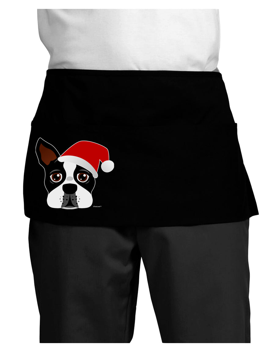 Cute Dog with Santa Hat - Christmas Dark Adult Mini Waist Apron, Server Apron-Mini Waist Apron-TooLoud-Black-One-Size-Davson Sales