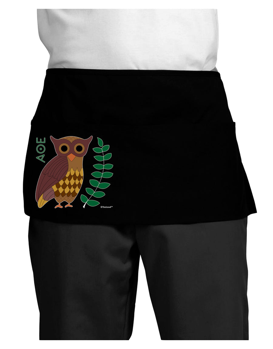 Owl of Athena Dark Adult Mini Waist Apron, Server Apron by TooLoud-Mini Waist Apron-TooLoud-Black-One-Size-Davson Sales