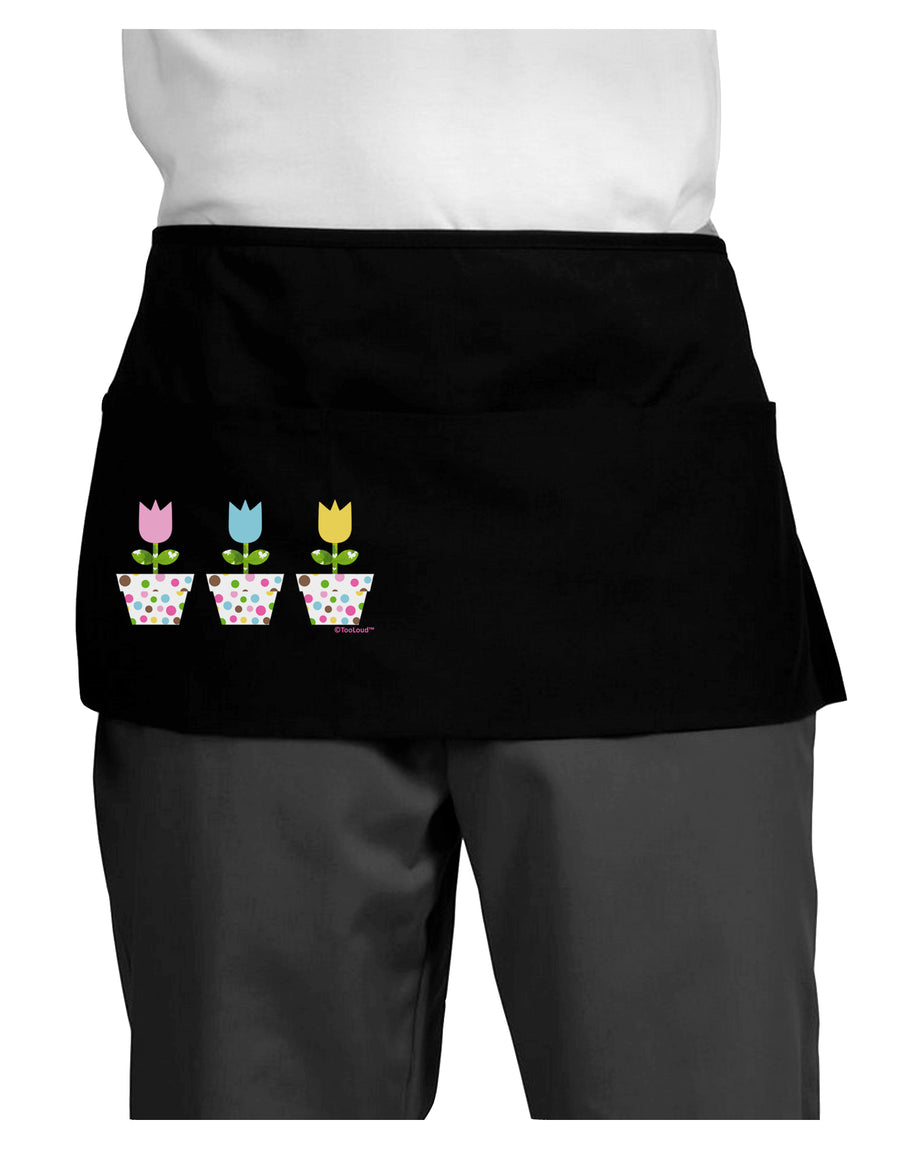 Three Easter Tulips Dark Adult Mini Waist Apron, Server Apron by TooLoud-Mini Waist Apron-TooLoud-Black-One-Size-Davson Sales