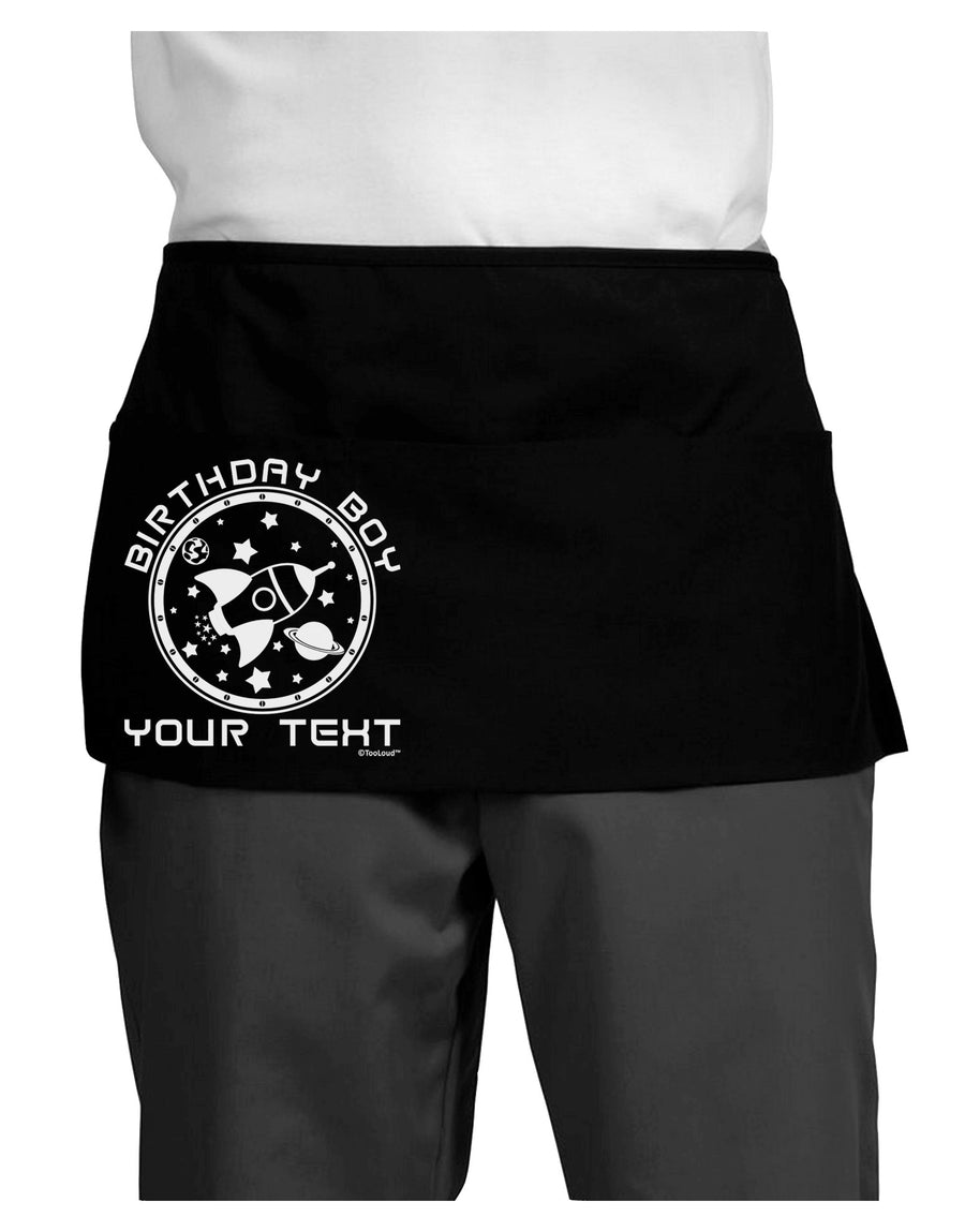 Personalized Birthday Boy Space with Customizable Name Dark Adult Mini Waist Apron, Server Apron-Mini Waist Apron-TooLoud-Black-One-Size-Davson Sales