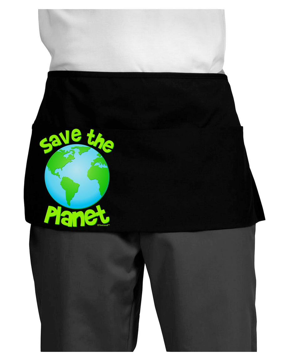 Save the Planet - Earth Dark Adult Mini Waist Apron, Server Apron-Mini Waist Apron-TooLoud-Black-One-Size-Davson Sales