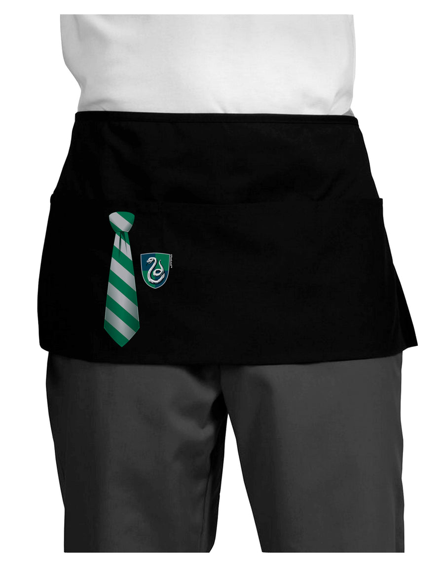 TooLoud Wizard Tie Green and Silver Dark Adult Mini Waist Apron, Server Apron-Mini Waist Apron-TooLoud-Black-One-Size-Davson Sales