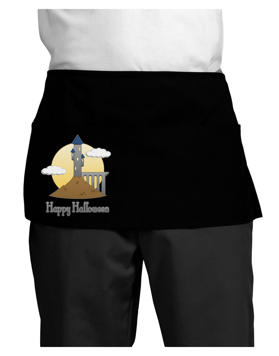 Moonlit Wizard Tower - Happy Halloween Dark Adult Mini Waist Apron, Server Apron-Mini Waist Apron-TooLoud-Black-One-Size-Davson Sales