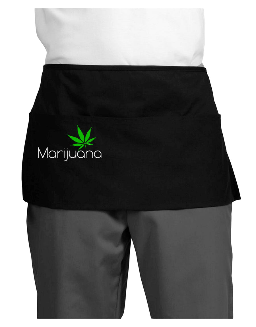 Marijuana Text and Leaf Dark Adult Mini Waist Apron, Server Apron-Mini Waist Apron-TooLoud-Black-One-Size-Davson Sales