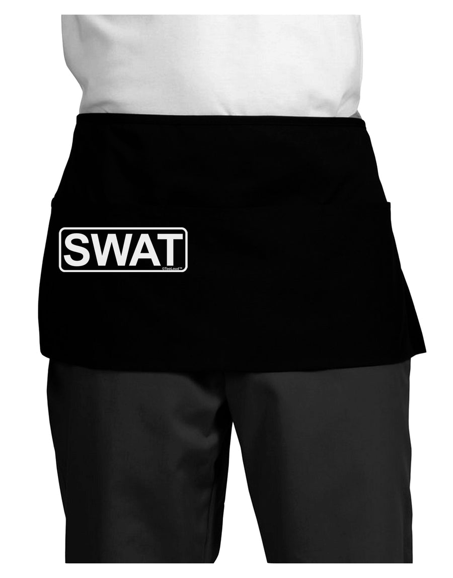 SWAT Team Logo - Text Dark Adult Mini Waist Apron, Server Apron by TooLoud-Mini Waist Apron-TooLoud-Black-One-Size-Davson Sales