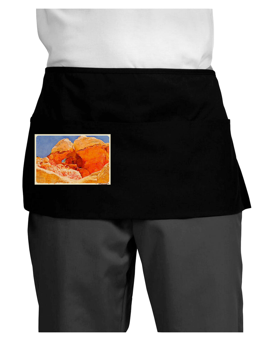 Desert Landscape Watercolor Dark Adult Mini Waist Apron, Server Apron-Mini Waist Apron-TooLoud-Black-One-Size-Davson Sales