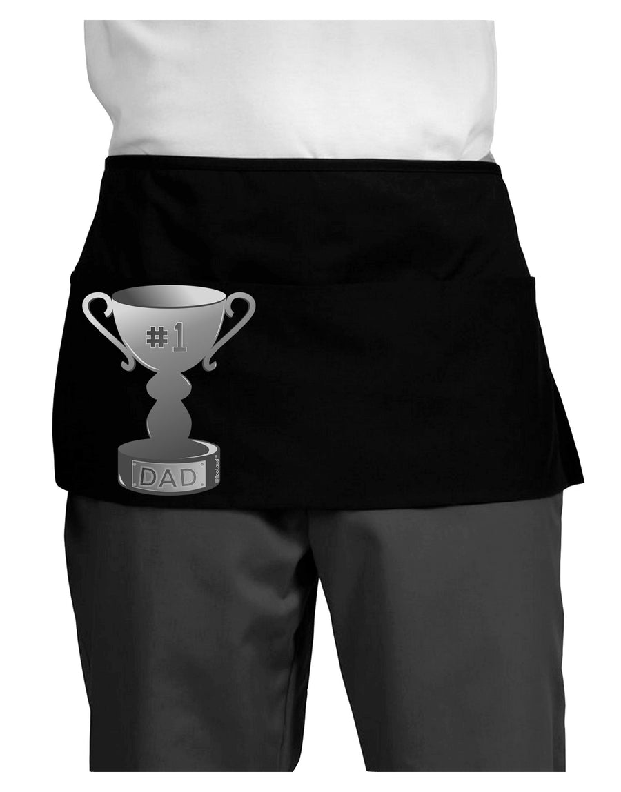 Number One Dad Trophy - Grayscale Dark Adult Mini Waist Apron, Server Apron-Mini Waist Apron-TooLoud-Black-One-Size-Davson Sales