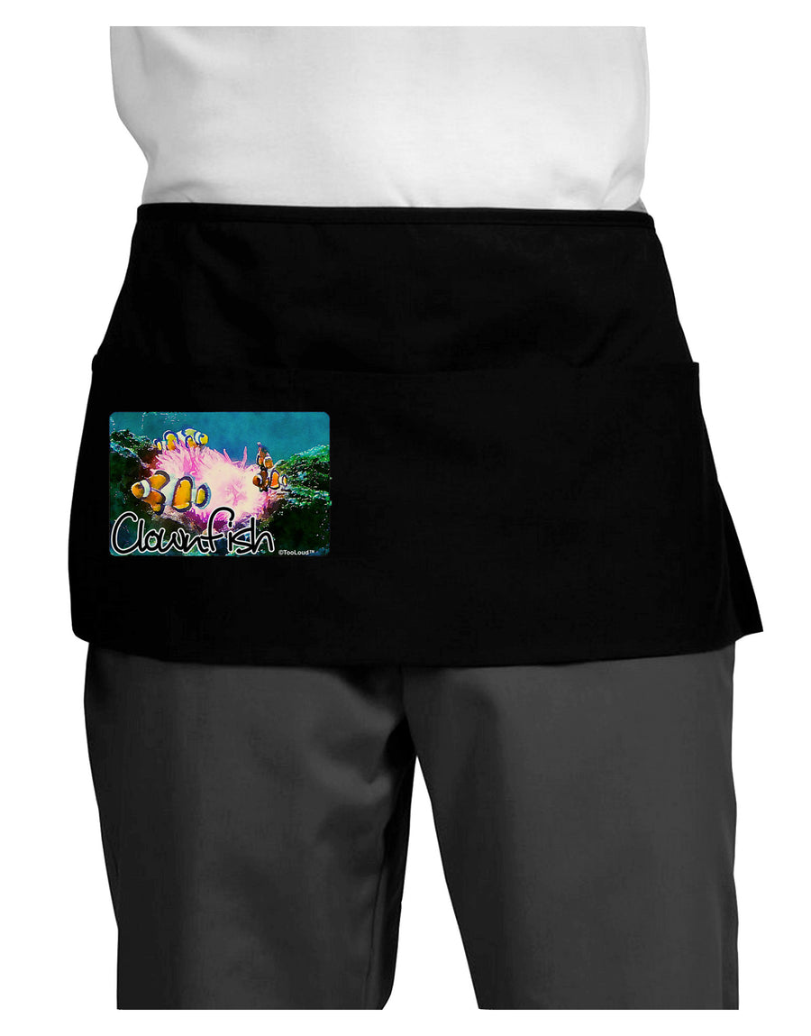 Clownfish Watercolor Text Dark Adult Mini Waist Apron, Server Apron-Mini Waist Apron-TooLoud-Black-One-Size-Davson Sales