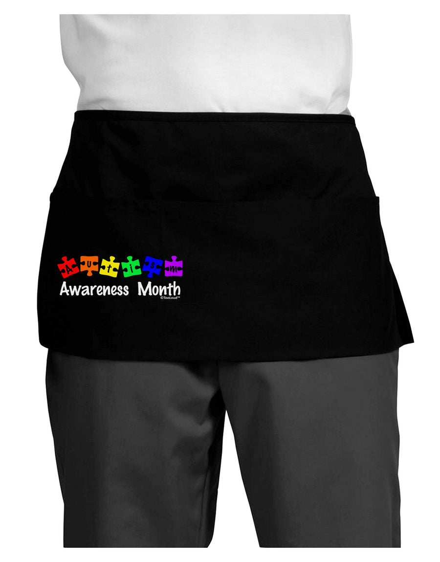 Autism Awareness Month - Colorful Puzzle Pieces Dark Adult Mini Waist Apron, Server Apron by TooLoud-Mini Waist Apron-TooLoud-Black-One-Size-Davson Sales