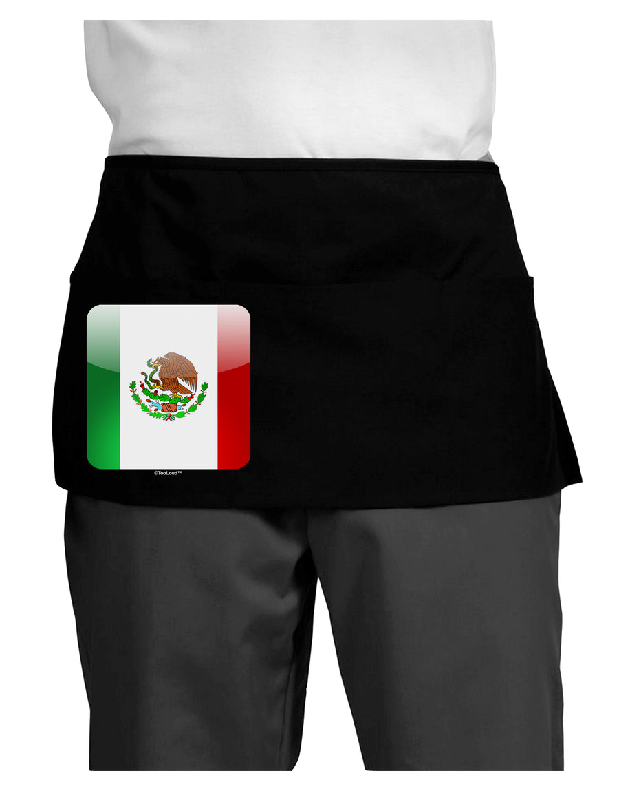 Mexican Flag App Icon Dark Adult Mini Waist Apron, Server Apron by TooLoud-Mini Waist Apron-TooLoud-Black-One-Size-Davson Sales