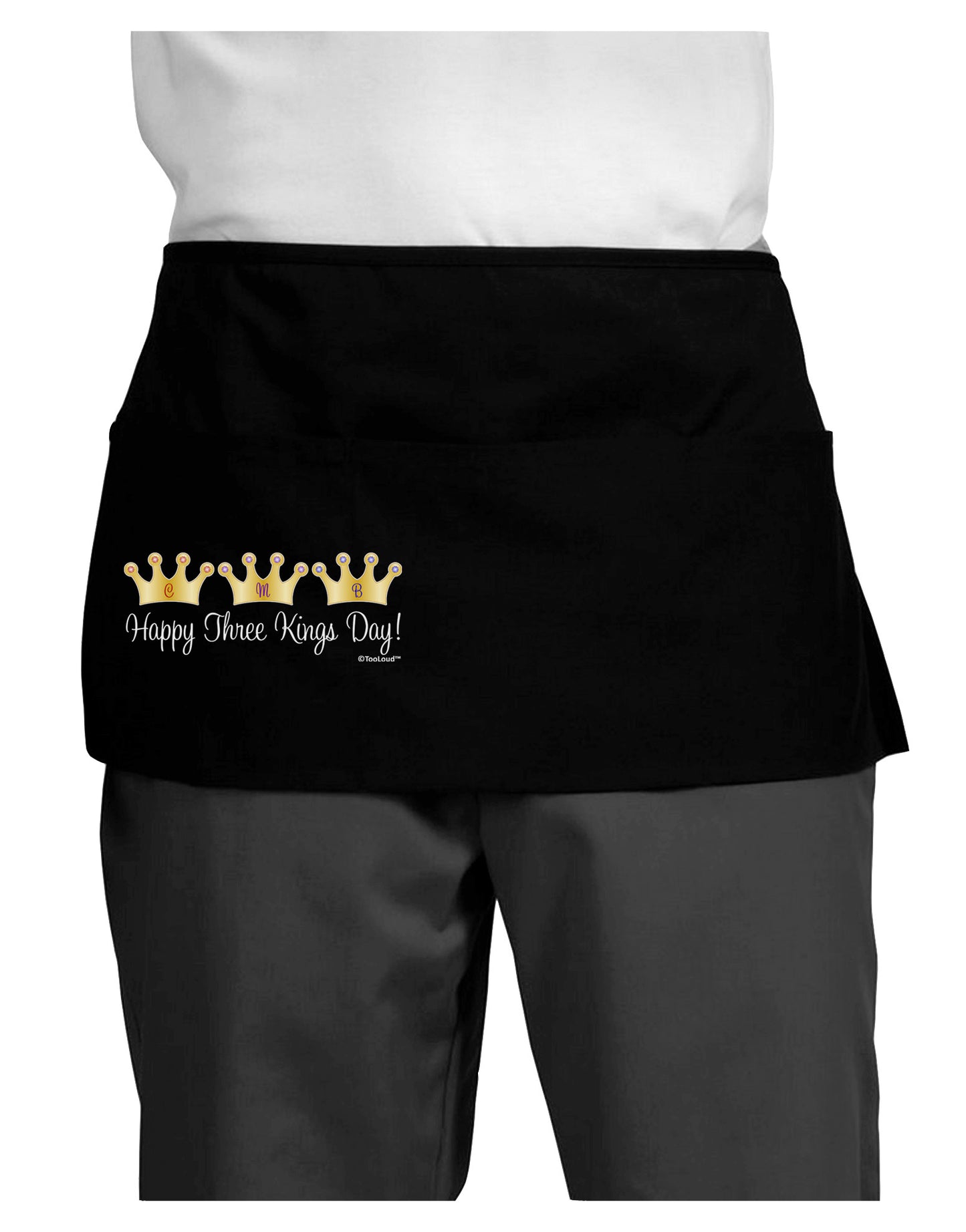 Happy Three Kings Day - 3 Crowns Dark Adult Mini Waist Apron, Server Apron by TooLoud-Mini Waist Apron-TooLoud-Black-One-Size-Davson Sales