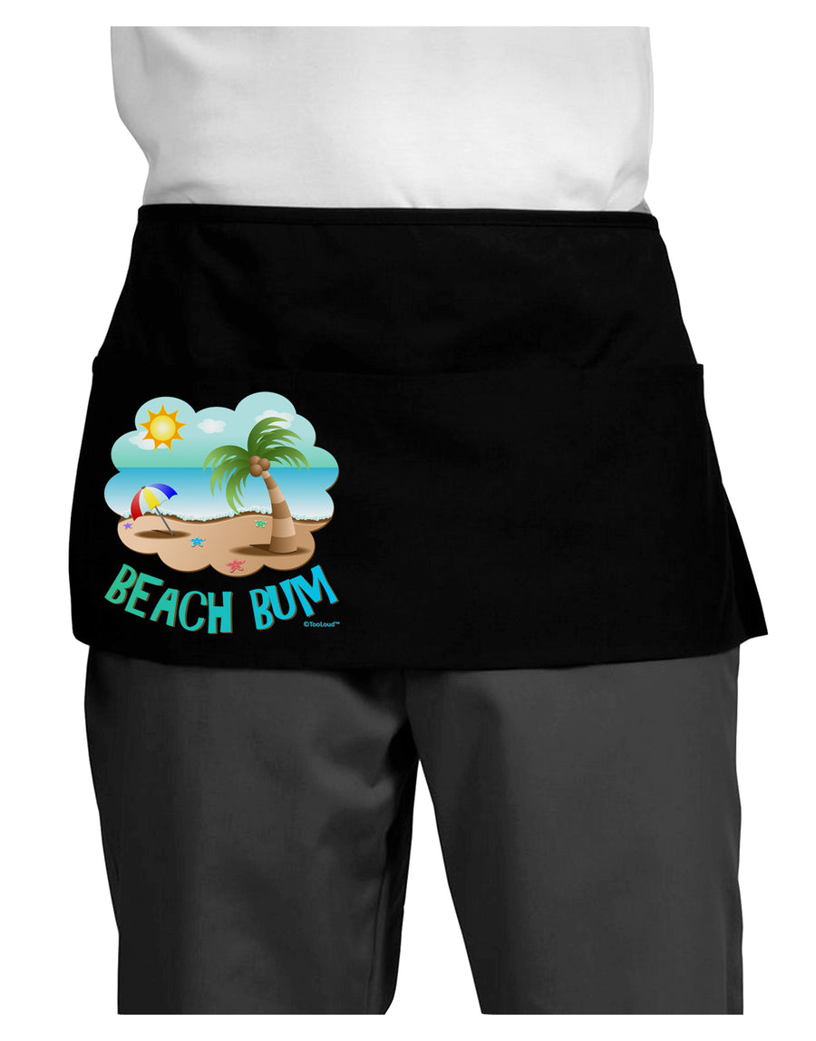 Fun Summer Beach Scene - Beach Bum Dark Adult Mini Waist Apron, Server Apron by TooLoud-Mini Waist Apron-TooLoud-Black-One-Size-Davson Sales