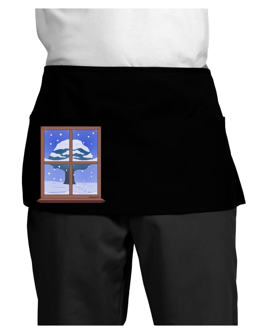 Frosty Window Design Dark Adult Mini Waist Apron, Server Apron-Mini Waist Apron-TooLoud-Black-One-Size-Davson Sales