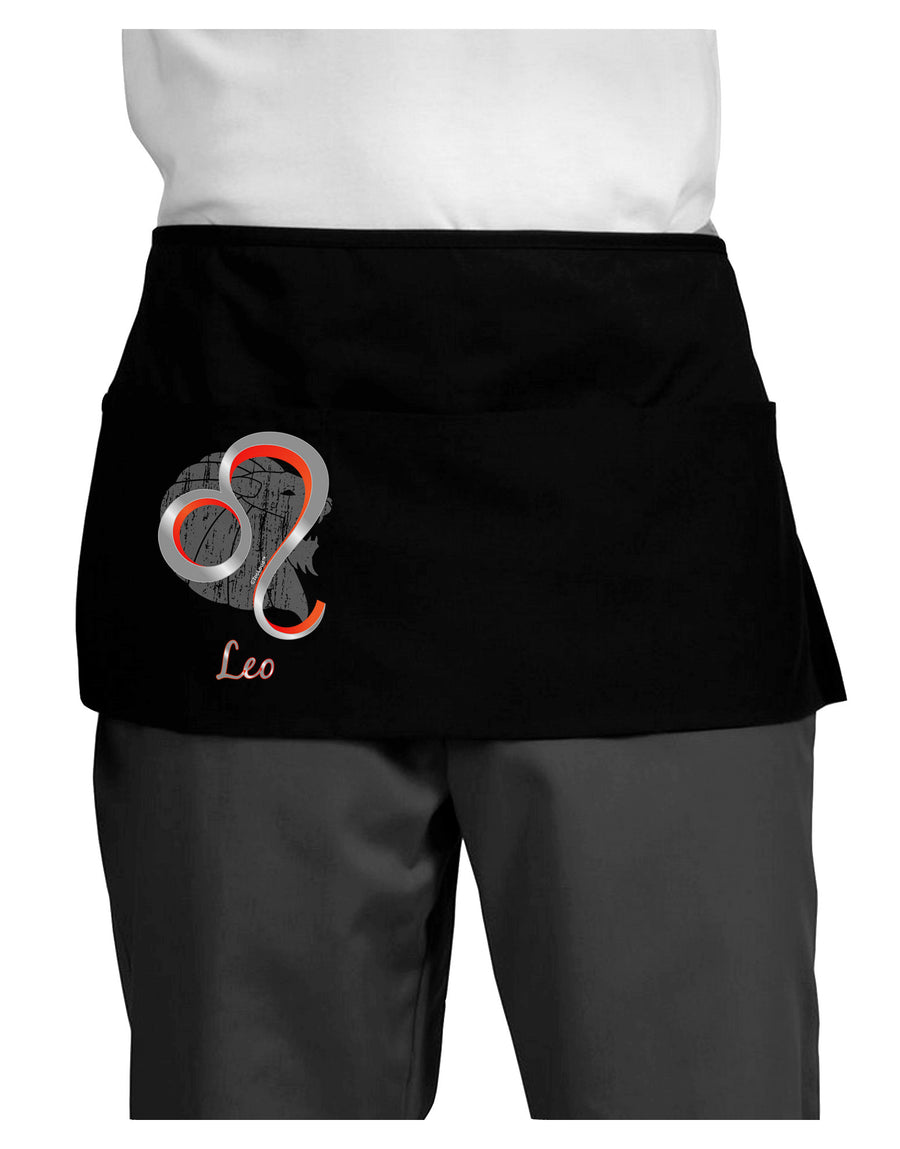 Leo Symbol Dark Adult Mini Waist Apron, Server Apron-Mini Waist Apron-TooLoud-Black-One-Size-Davson Sales