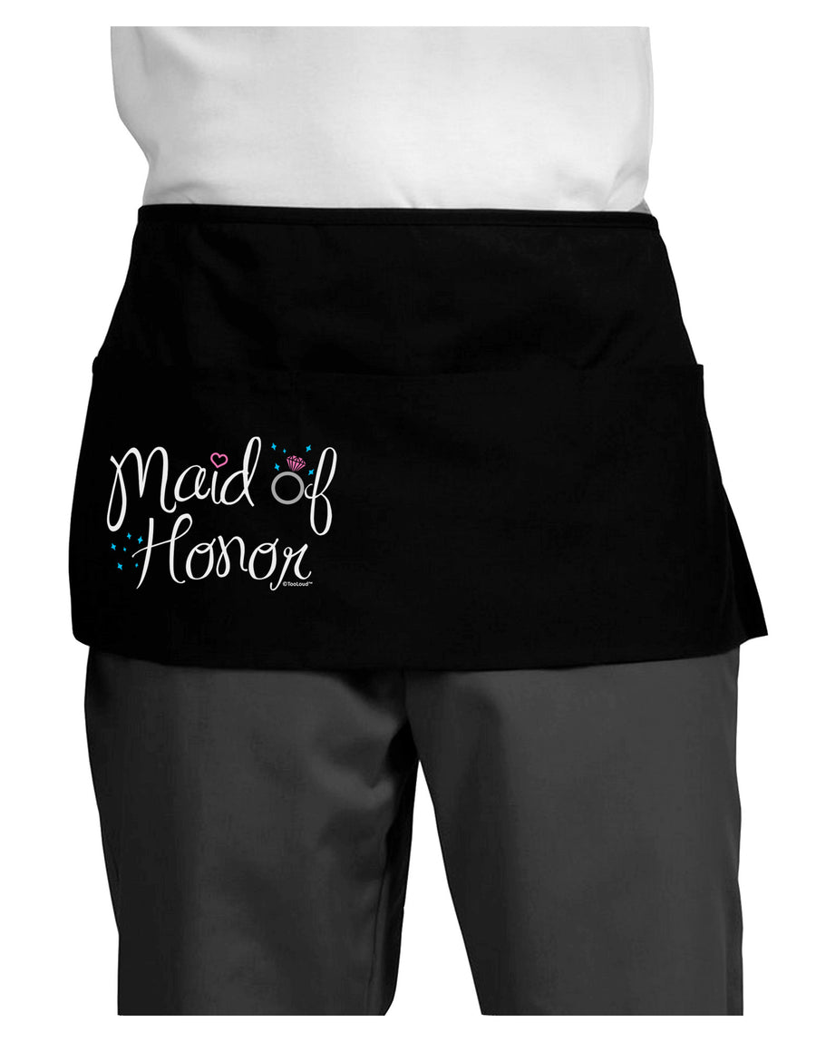 Maid of Honor - Diamond Ring Design - Color Dark Adult Mini Waist Apron, Server Apron-Mini Waist Apron-TooLoud-Black-One-Size-Davson Sales