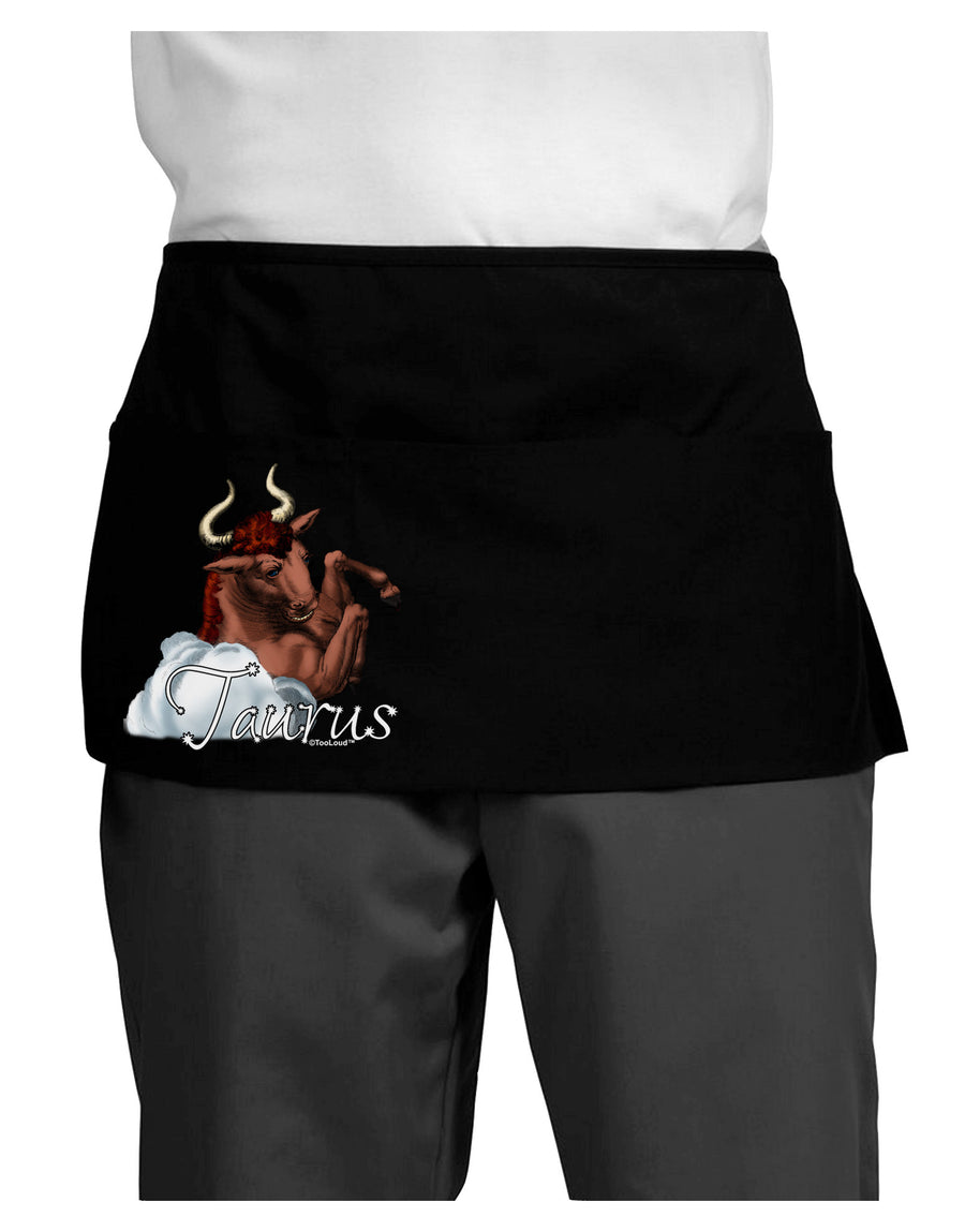 Taurus Color Illustration Dark Adult Mini Waist Apron, Server Apron-Mini Waist Apron-TooLoud-Black-One-Size-Davson Sales