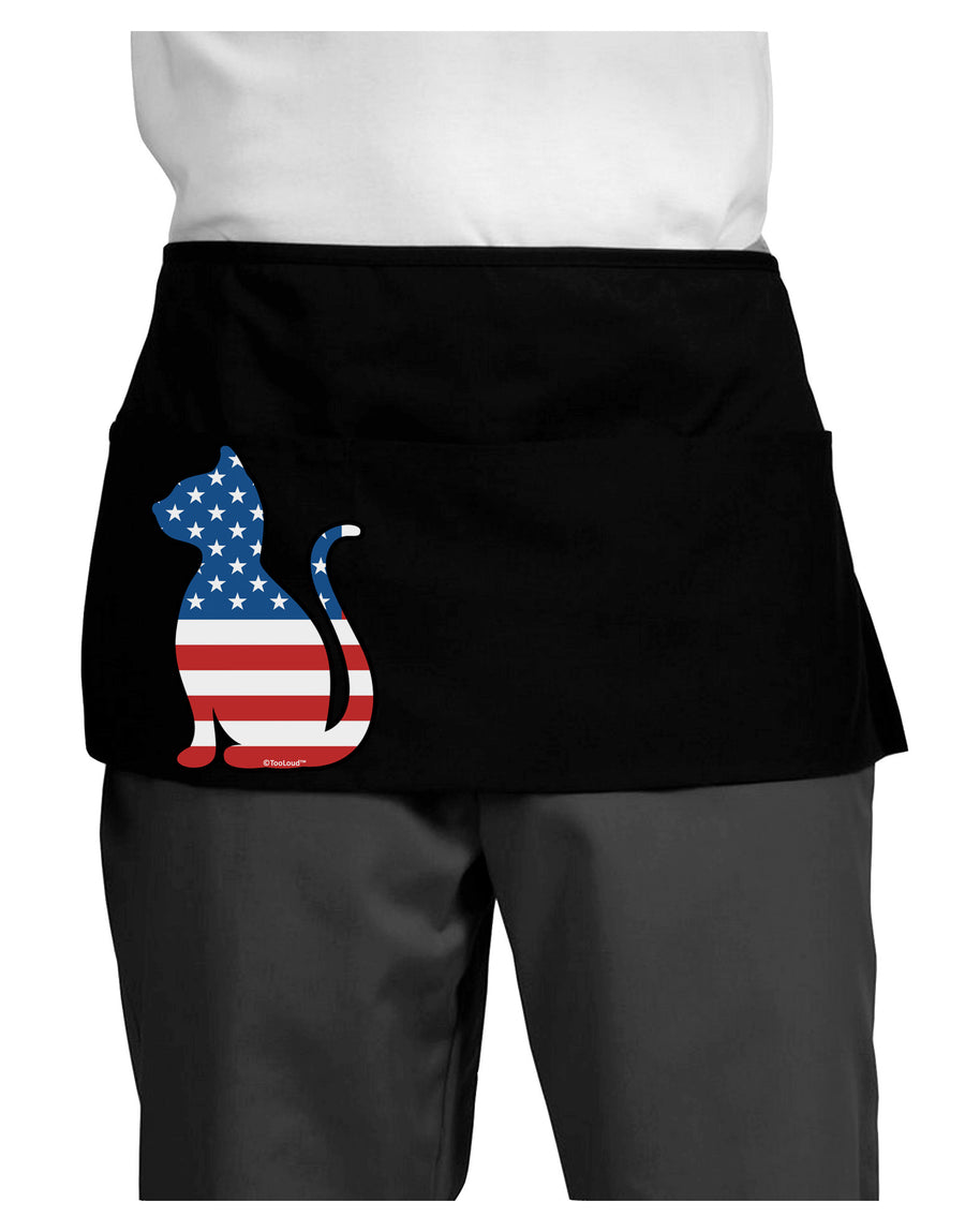 Patriotic Cat Design Dark Adult Mini Waist Apron, Server Apron by TooLoud-Mini Waist Apron-TooLoud-Black-One-Size-Davson Sales