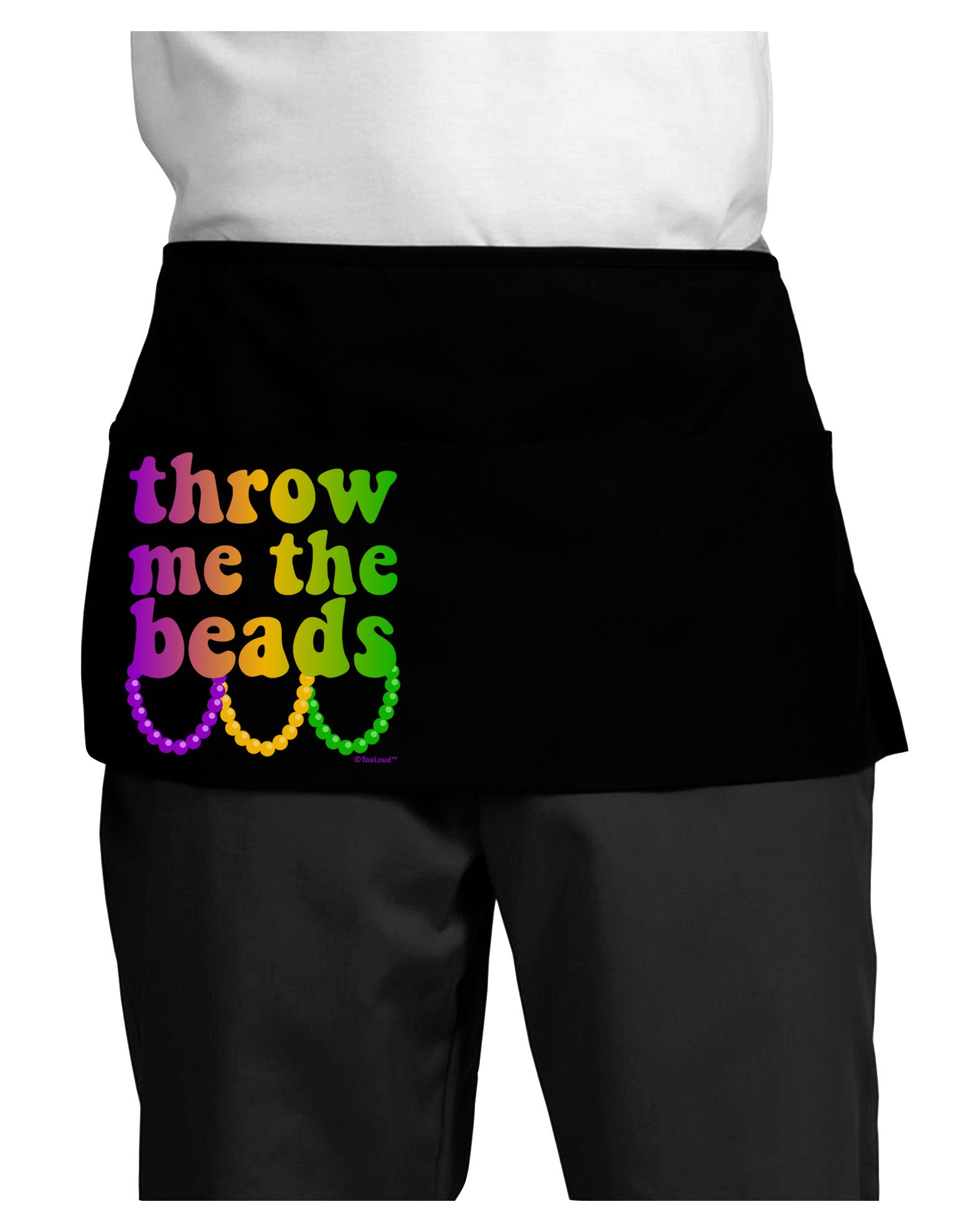 Throw Me The Beads - Mardi Gras Dark Adult Mini Waist Apron, Server Apron by TooLoud-Mini Waist Apron-TooLoud-Black-One-Size-Davson Sales