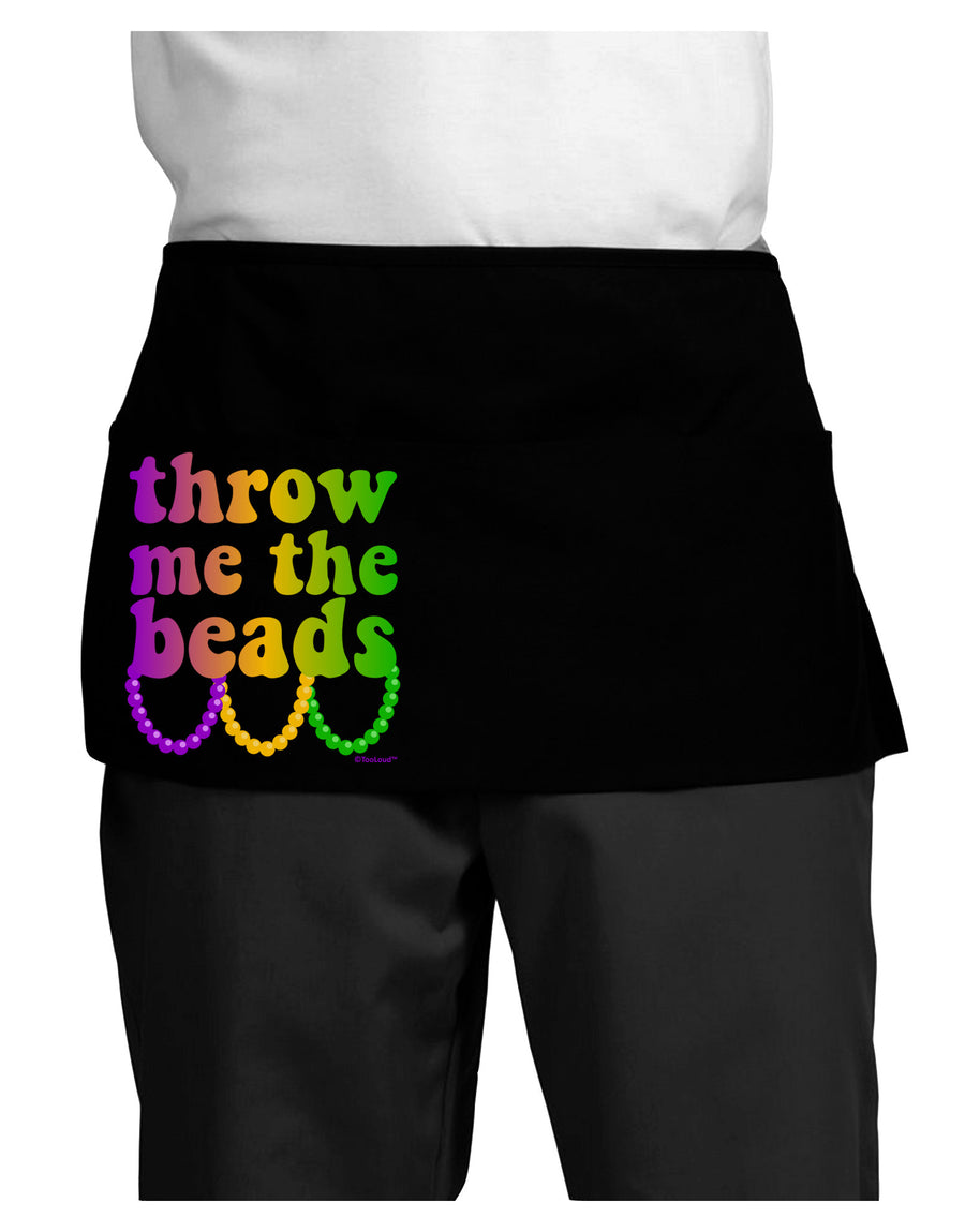 Throw Me The Beads - Mardi Gras Dark Adult Mini Waist Apron, Server Apron by TooLoud-Mini Waist Apron-TooLoud-Black-One-Size-Davson Sales