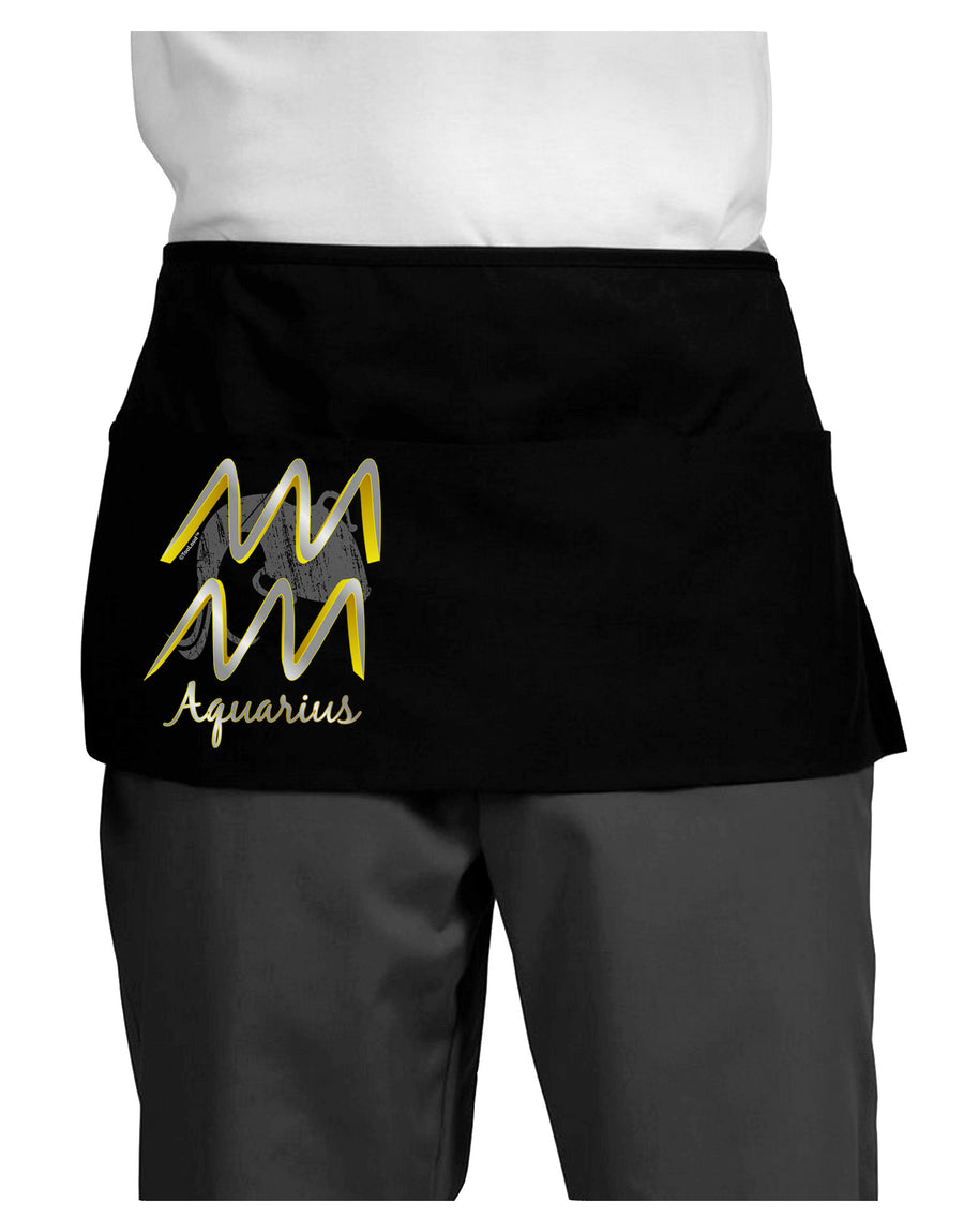 Aquarius Symbol Dark Adult Mini Waist Apron, Server Apron-Mini Waist Apron-TooLoud-Black-One-Size-Davson Sales