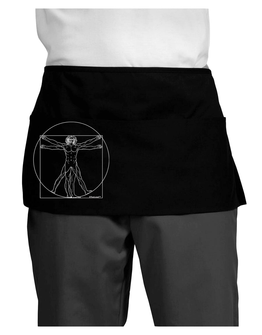 TooLoud Vitruvian Man Drawing Dark Adult Mini Waist Apron, Server Apron-Mini Waist Apron-TooLoud-Black-One-Size-Davson Sales