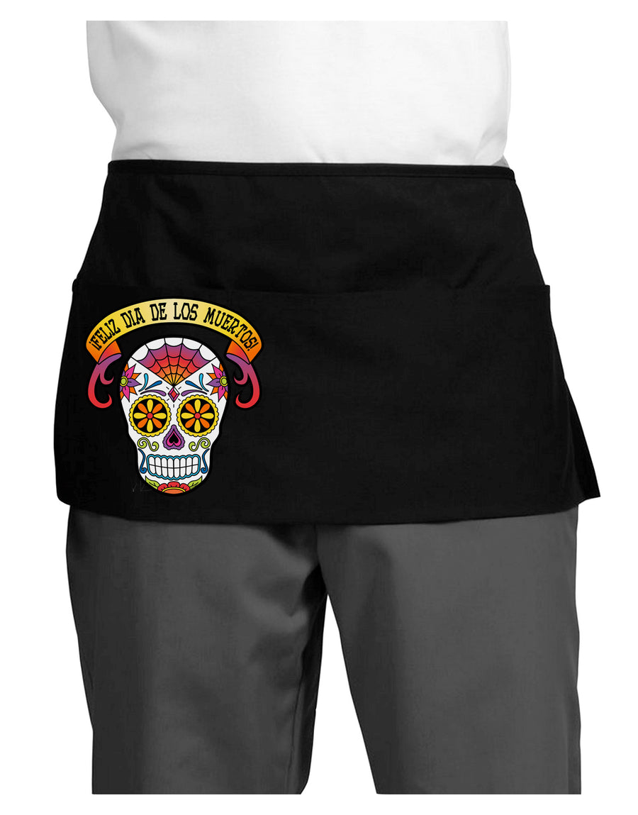 Feliz Dia de los Muertos Calavera Dark Adult Mini Waist Apron, Server Apron-Mini Waist Apron-TooLoud-Black-One-Size-Davson Sales