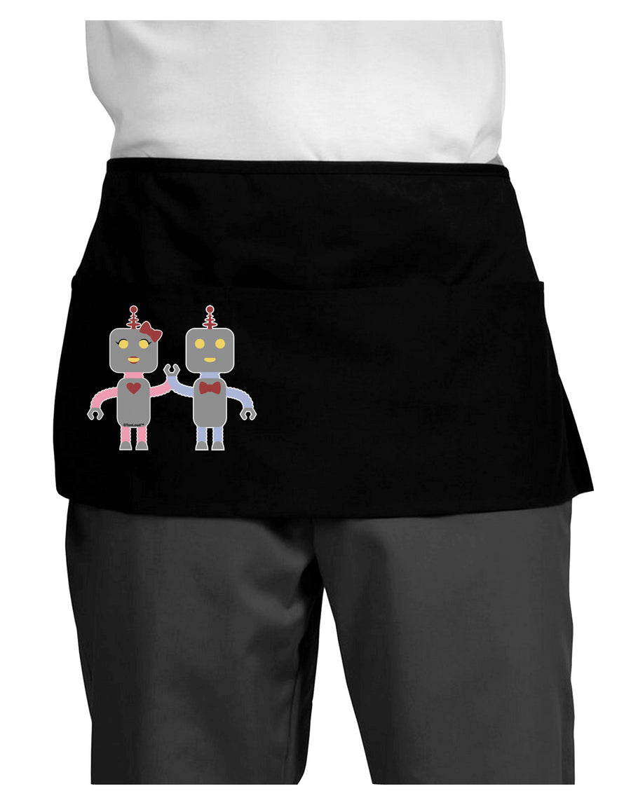 Cute Robot Love Dark Adult Mini Waist Apron, Server Apron-Mini Waist Apron-TooLoud-Black-One-Size-Davson Sales